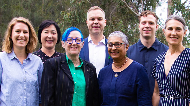 2021 Greens candidates for Inner West council with local Greens MPS Jenny Leong and Jamie Parker